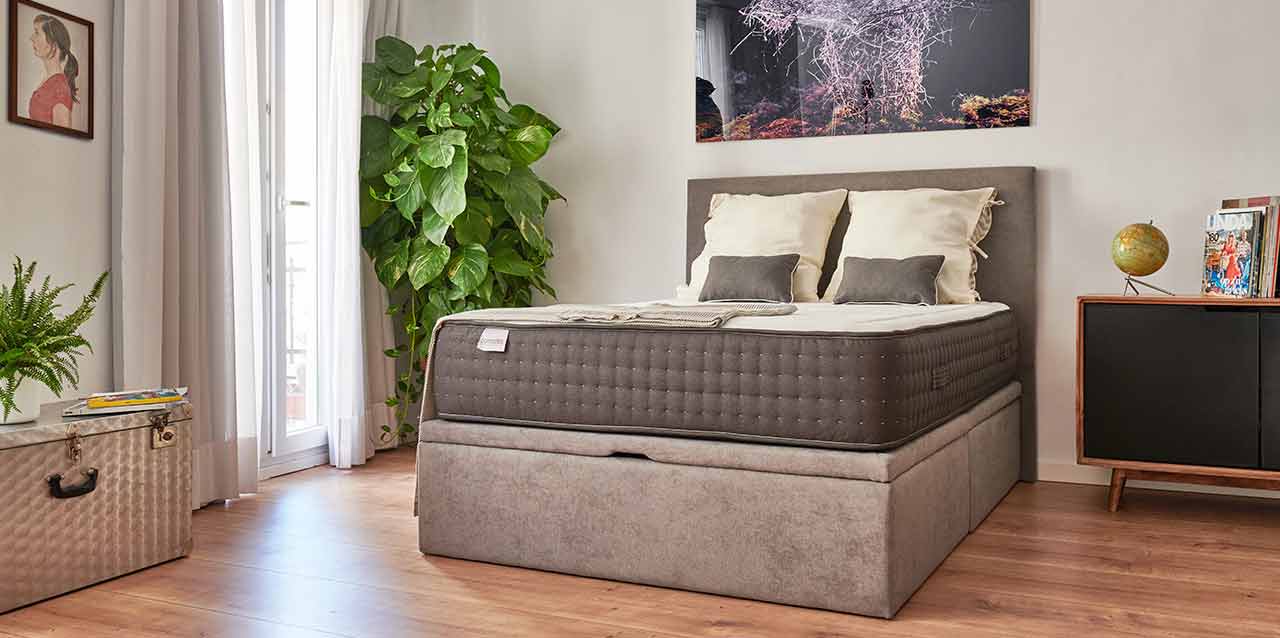 es-malo-dormir-con-plantas-en-la-habitacion colchón de muelles ensacados en habitación con plantas