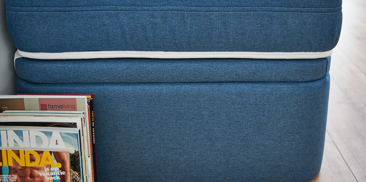 colchón de latex con canapé azul