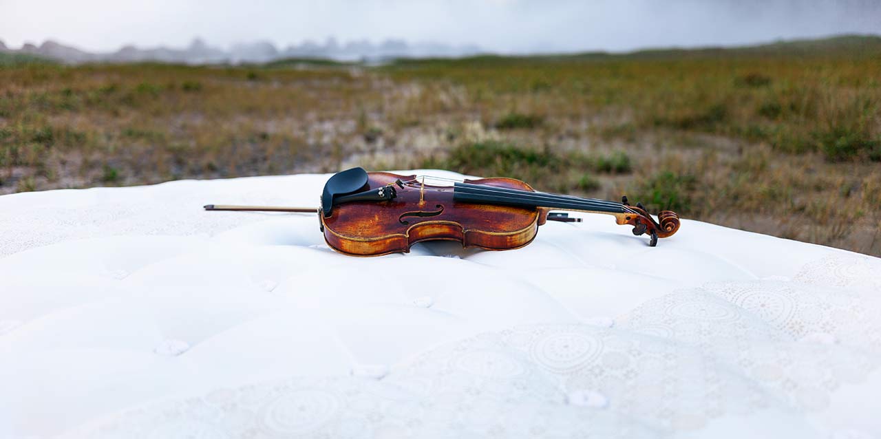 violín en colchón violín en colchón
